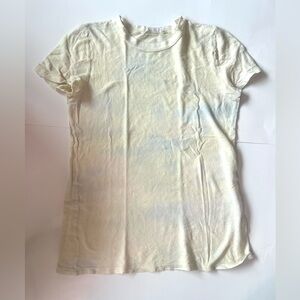 LACAUSA Anthropologie Off-White Casual Top t shirt marble dyed knit